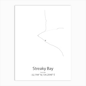 Streaky Bay,Australia Minimalist Map Art Print