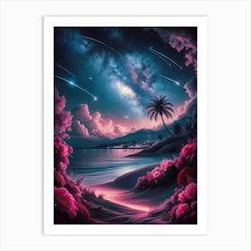 Pink Night Sky Art Print