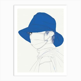 Blue Hat 8 Art Print