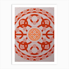 Geometric Abstract Glyph Circle Array in Tomato Red n.0054 Art Print