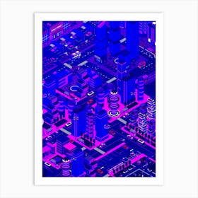 Futuristic City - synthwave neon poster Art Print