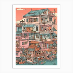 Bangkok Thailand Travel Illustration 1 Art Print