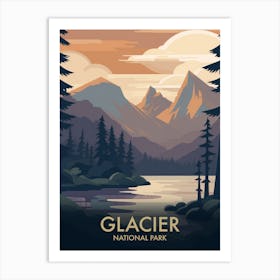 Glacier National Park Vintage Travel Poster 13 Art Print