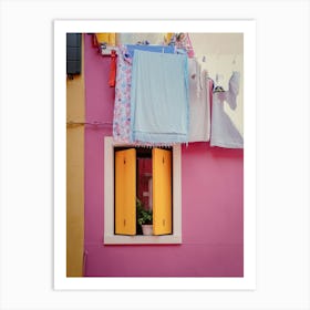 Italian Shutters Window With Laundry Art Print