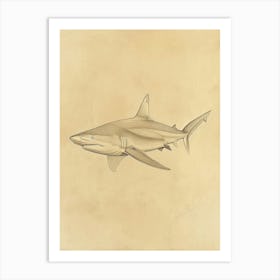 Blue Shark Vintage Illustration 3 Art Print