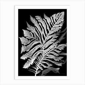 Maidenhair Fern Leaf Linocut 1 Art Print