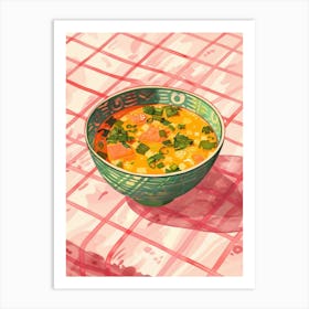 Pink Breakfast Food Miso Soup 4 Art Print