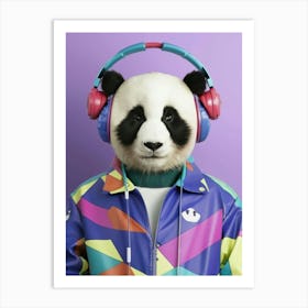 Panda Bear With Headphones 3 Art Print