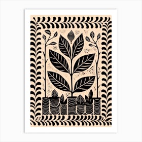 B&W Plant Illustration Zz Plant 18 Art Print