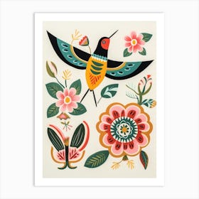 Folk Style Bird Painting Hummingbird 2 Art Print