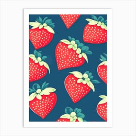 Strawberry Pattern, Cute, Kawaii Art Print