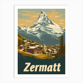 Aihrgdesign A Vintage Travel Poster Of Zermatt 1 Art Print