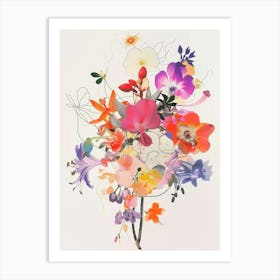 Fuchsia 2 Collage Flower Bouquet Art Print