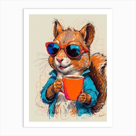 Squirrel In Sunglasses 2 Art Print