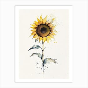 Sunflower Symbol 1 Minimal Watercolour Art Print