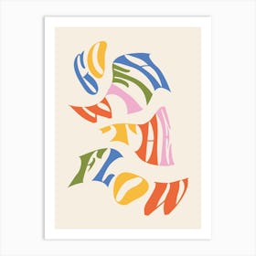 Go With The Flow Rainbow colourful Art Print