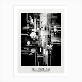 Technology Abstract Black And White 3 Poster Art Print