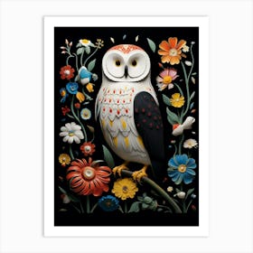 Folk Bird Illustration Snowy Owl 3 Art Print