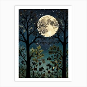 Night In The Forest Style William Morris Art Print Art Print