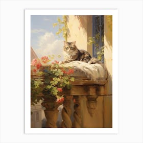 Cat Lounging In The Sun Rococo Style Art Print