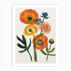 Painted Florals Ranunculus 1 Art Print