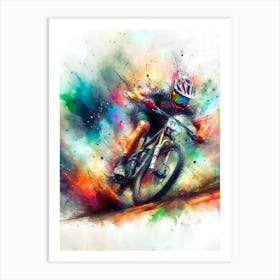 Mountain Biker Painting Art Print