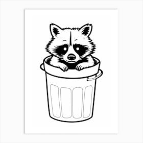 A Minimalist Line Art Piece Of A Barbados Raccoon 1 Art Print