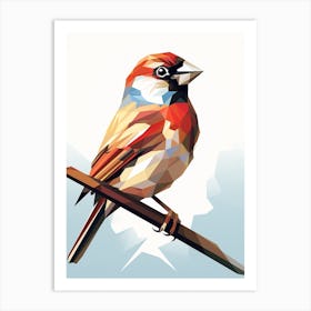 Colourful Geometric Bird House Sparrow 1 Art Print