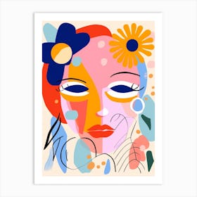 Floral Face Illustration 1 Art Print