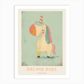 Pastel Storybook Style Unicorn 1 Poster Art Print