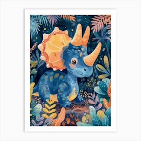 Cute Triceratops Watercolour 1 Art Print