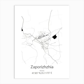 Zaporizhzhia,Ukraine Minimalist Map Art Print