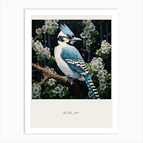 Ohara Koson Inspired Bird Painting Blue Jay 1 Poster Art Print