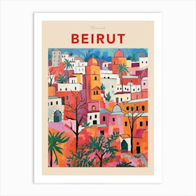Beirut Lebanon 2 Fauvist Travel Poster Art Print