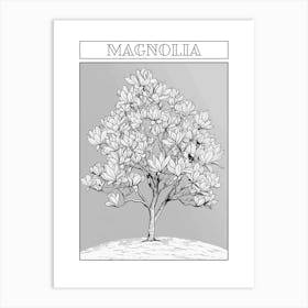 Magnolia Tree Minimalistic Drawing 4 Poster Art Print