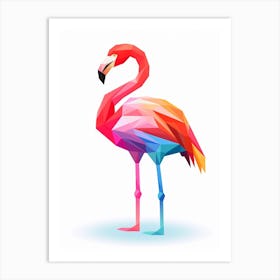 Colourful Geometric Bird Greater Flamingo 2 Art Print