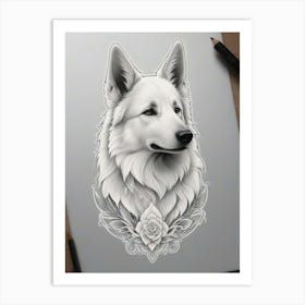 Wolf Drawing Art Print