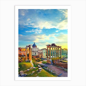 Roman Forum At Sunrise, Rome, Italy Art Print