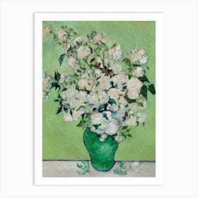 Roses In A Green Vase Art Print