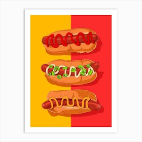 Hotdog Mustard And Ketchup Art Print