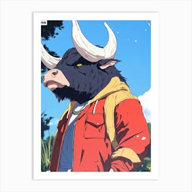 Bull With Horns 2 Art Print