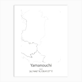 Yamanouchi,Japan Minimalist Map Art Print