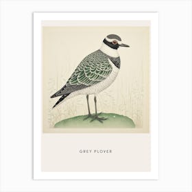 Ohara Koson Inspired Bird Painting Grey Plover 2 Poster Art Print