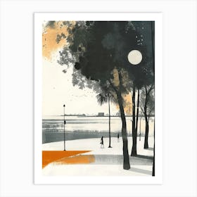 City Park Retro Lithograph 4 Art Print