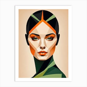Geometric Woman Portrait Pop Art (38) Art Print