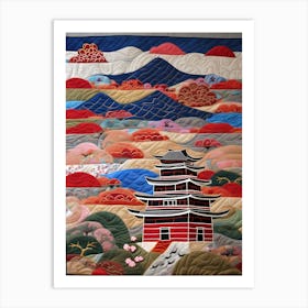 Japanese Landscape, Japanese Quilting Inspired Art, 1512 Art Print