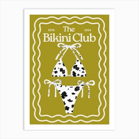 The Bikini Club | Trendy Beachy Coastal Preppy Green and White Art Print