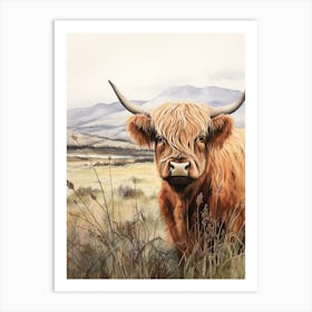 Highland Cow Peeking Out From The Side Art Print