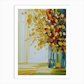 Yellow Flowers In Vases Art Print