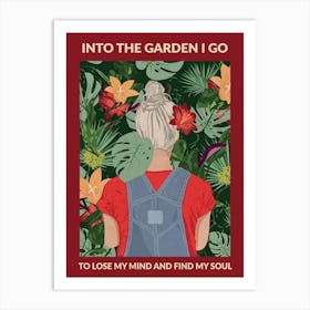 Into The Garden (Grey & Burgundy) Art Print